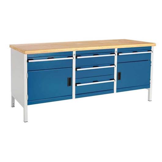 Picture of Super Heavy Duty Storage Bench with 2 Cupboards & 5 Drawers